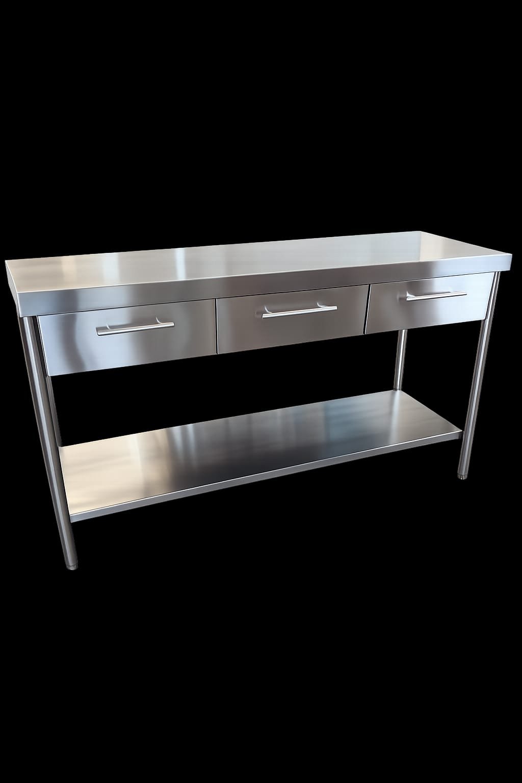 Mesa de cozinha industrial em aço inox sob medida